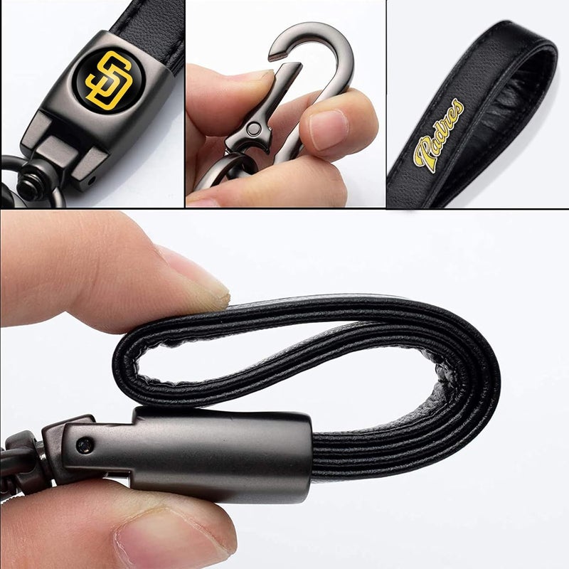 WiiFiive Leather Car Keychain for Baseball Fans, Metal Car Key Ring Key Chain Accessories - Image 3